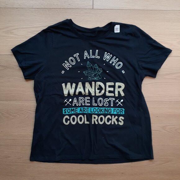 Some Are Looking For Cool Rocks - New Women's Plus 2X Black T-Shirt - Picture 4 of 4